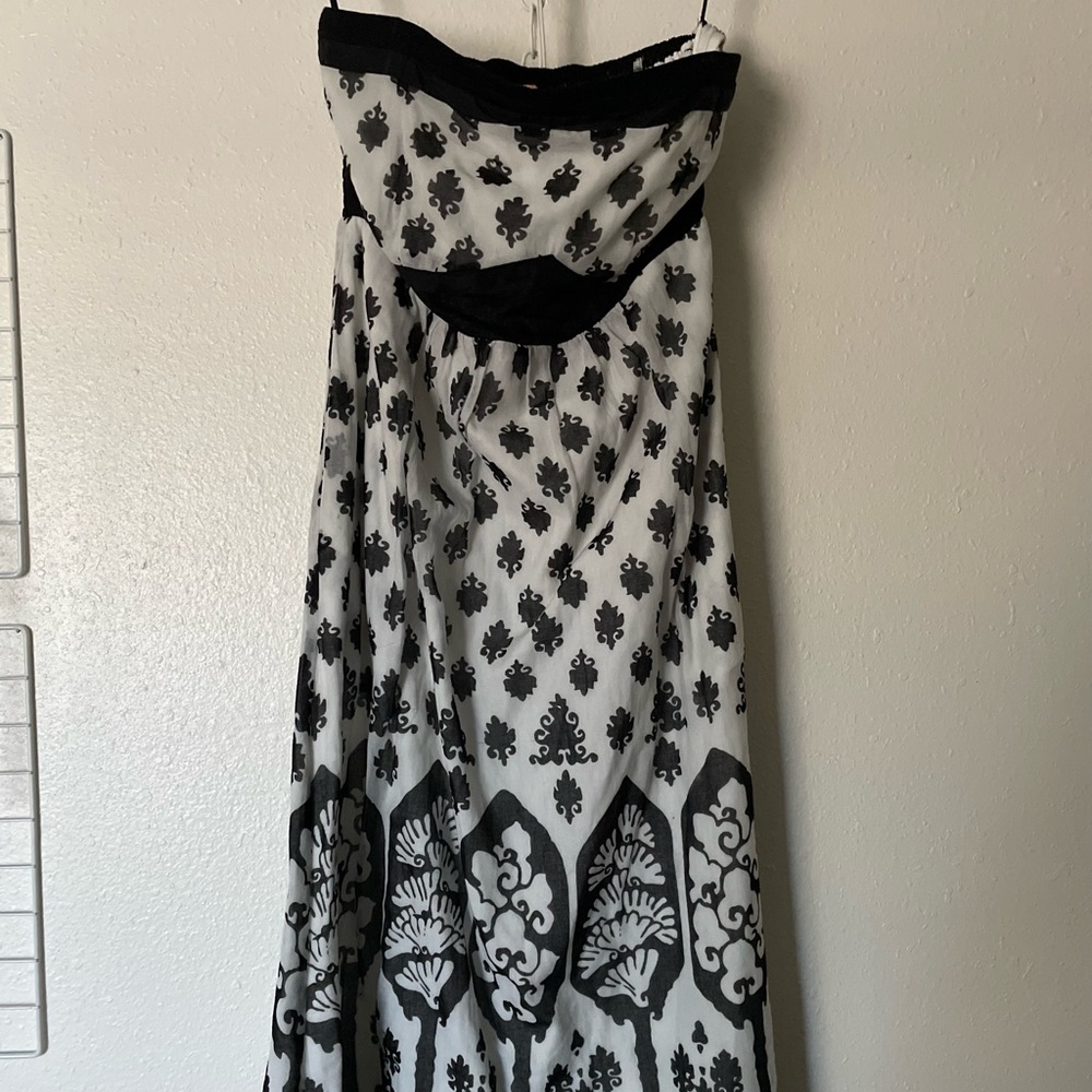 Anthropology Maeve Strapless Cotton Maxi Dress B&W